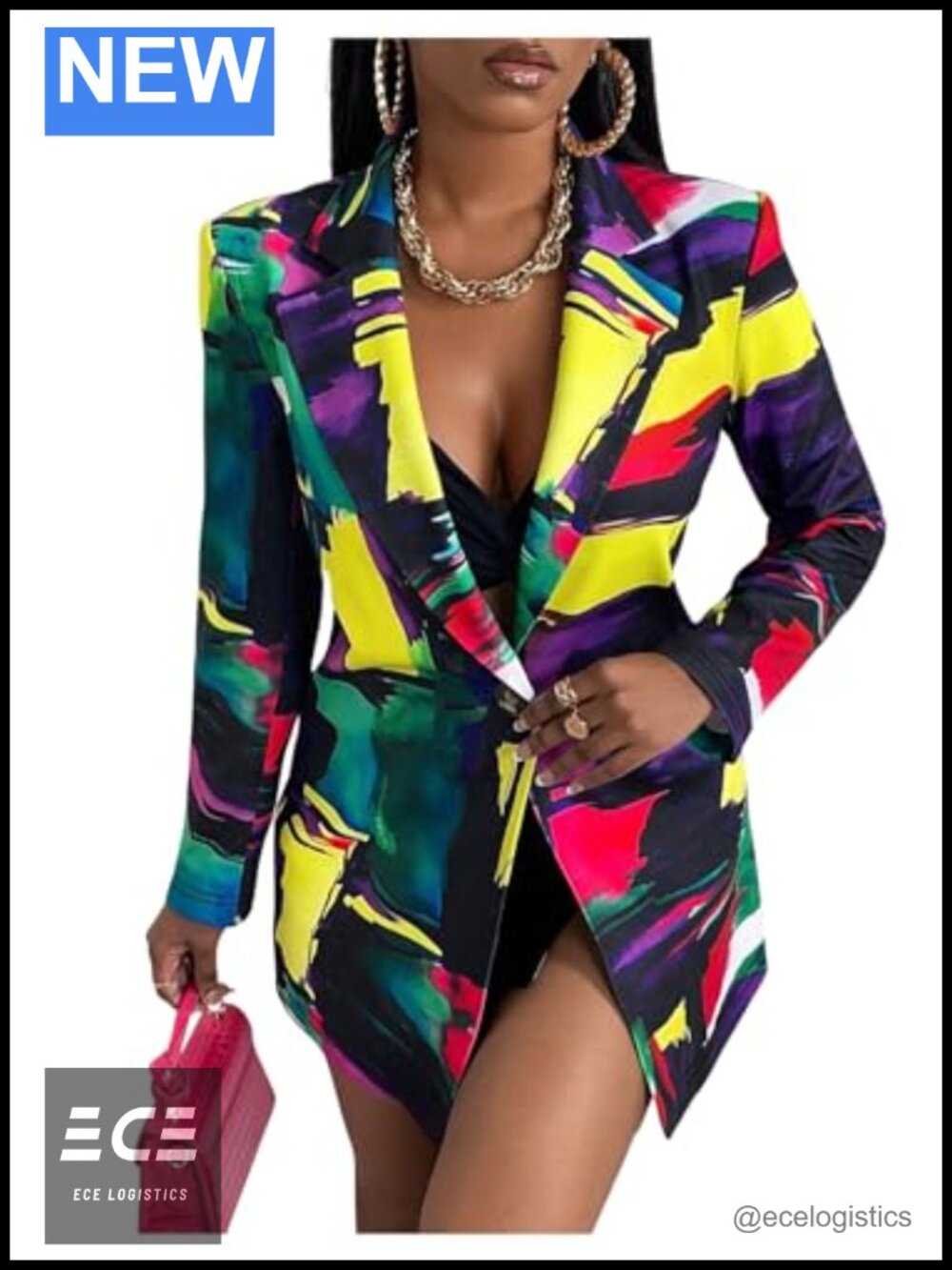 Women's Long Sleeve Graphic Print Blazer Work Suit Jacket